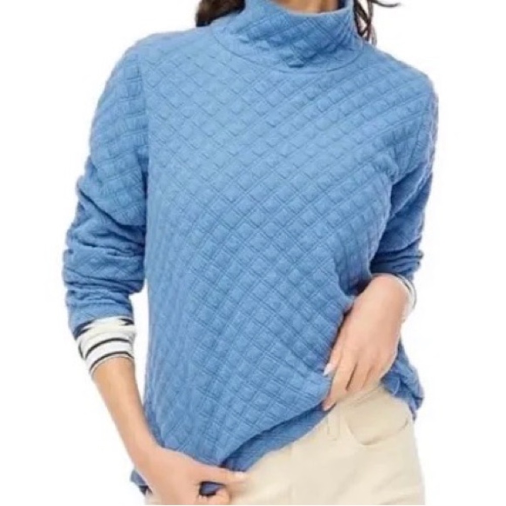 J. Crew Quilted Cowl Neck Sweater - Periwinkle Blue - Picture 3 of 6
